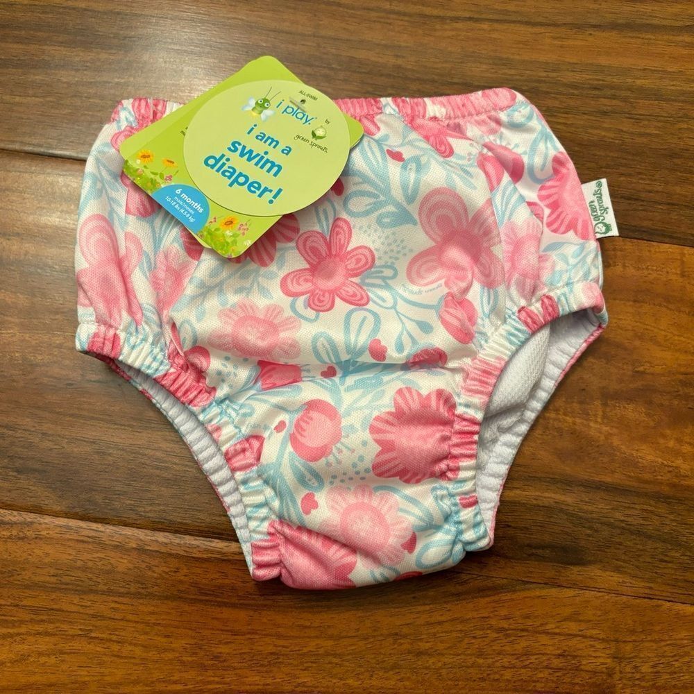 IPlay swim diaper white/pink floral reusable NWT